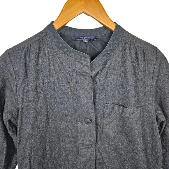 Madewell Madewell Charcoal Gray Wool Cotton Flannel Latitude Shirtdress E0910 - Picture 4 of 11